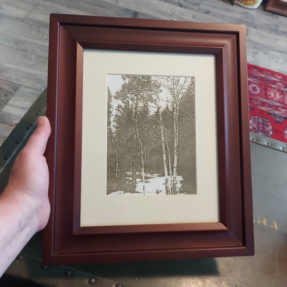 Margaretha van den Berg Signed Winter Birch Forest Framed Print 13.25x11.25